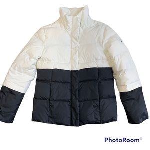 Tommy Hilfiger quilted down puffer jacket colorblock cream black M